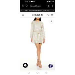NWT Forever 21 Women's/Junior's Champagne Sequin Long-Sleeve Mini Dress Size Sma